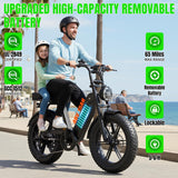 20" Fat Tyre Electric Bike for Adults, 1500W Peak Motor, 48V 15Ah Battery, 7-Speed E-Bike with Full Suspension